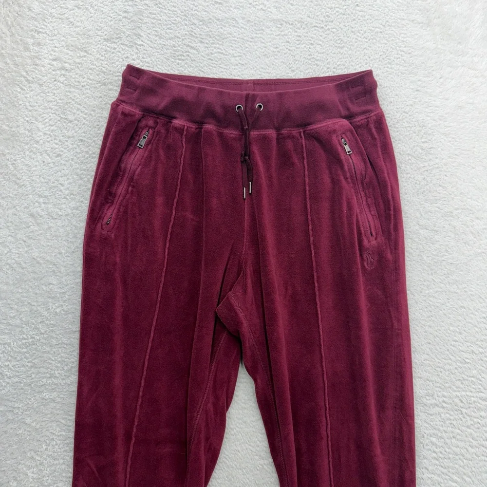Polo Ralph Lauren Mens Burgundy Velour Joggers Tapered Sweatpants Size M